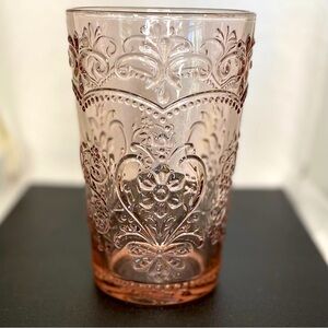 Pioneer Woman Embossed Glass Amelia/Tumbler, Rose 15.22 Oz